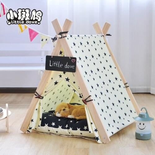 Star printing 100% cotton fabric teepee play tent dog /cat play house with high quality