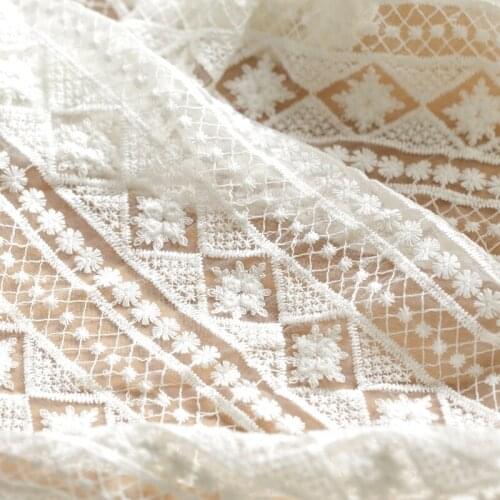 Quality gauze fabric White lace tissu Top cheongsam dress dress DIY handmade patchwork