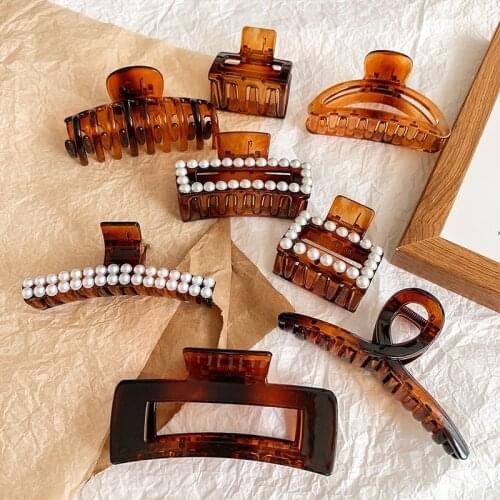 HUANZHI Large Accetate Tortoiseshell Acrylic Hairpins Hair Clip Crab Hair Claws for Women Girl Hair Accessories Hair Style Make