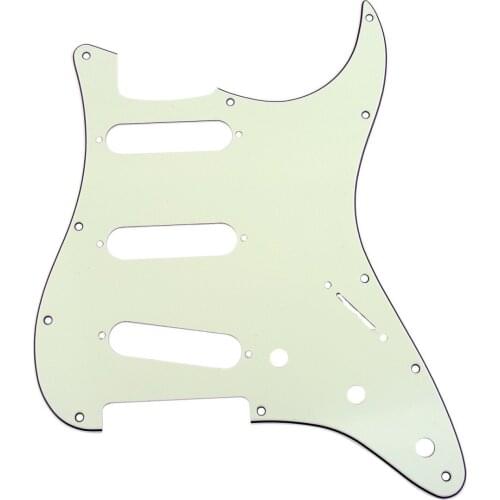 Musiclily SSS 11 Hole Strat Guitar Pickguard for Fender USA/Mexican Made Standard Stratocaster Style, 3Ply Ivory