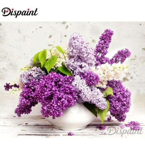 Dispaint Full Square/Round Drill 5D DIY Diamond Painting "purple flower" Embroidery Cross Stitch 3D Home Decor A11005