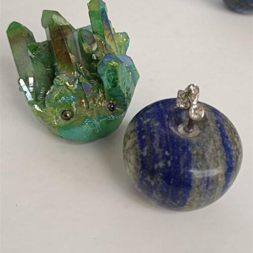 Natural Crystal AURA Cluster Hedgehog Quartz+Carved Crystal Lapis Lazuli Apple