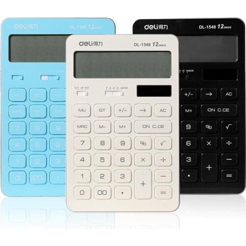 2018 New Original Deli 1548A Dual Power Office Commercial Calculator Solar Power