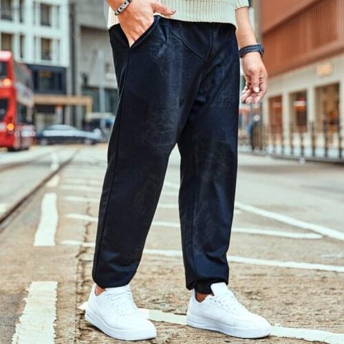 New tide brand Large size Mens Casual pants Autumn and Winter trend Casual Loose Fashion Dark Flower Sweatpants Size 6XL