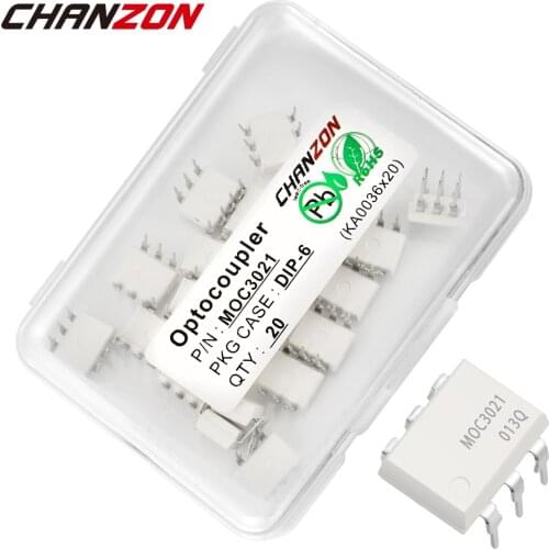20PCS MOC3021 MOC3021M DIP DIP6 Optocoupler Photoelectric Optoisolator Opto Triac Coupler New and Original IC In Stock Chanzon