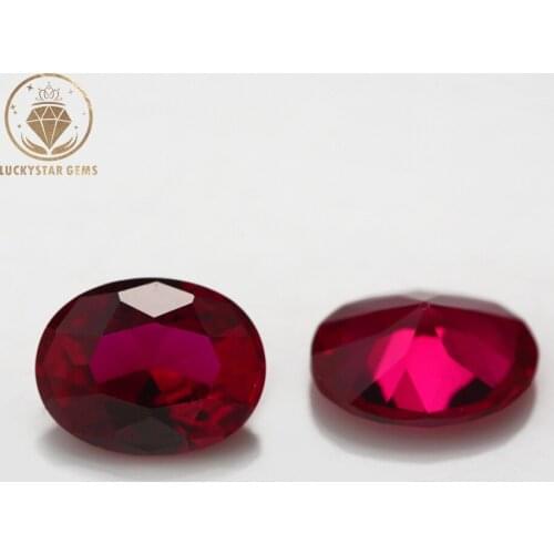 Wholesale Oval Cut 8# Ruby Gemstone Beads 3x5MM-13x18MM Synthetic Corundum for Bracelets Necklace Rings Pendants Jewelry Making