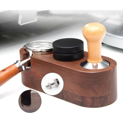 Walnut Wood Espresso Distributor Mat Coffee Tamper Stand Support Base Rack