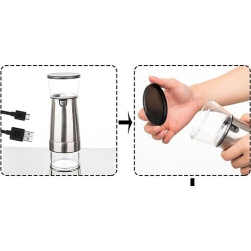 Rechargeable Stainless Steel Coffee Grinder with USB Cable for Drip Coffee