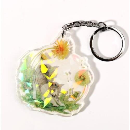 Personalized Logo Custom Anime Acrylic Keychain Holographic Glitter Charm Key Chain with Your Design Llaveros Personalizados