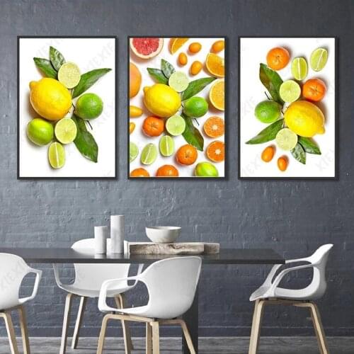 Yellow Fruit Poster Lemon Orange Canvas Painting Fresh Still Life Art Wallpaper Nordic Decoration Home Print Picture Craft
