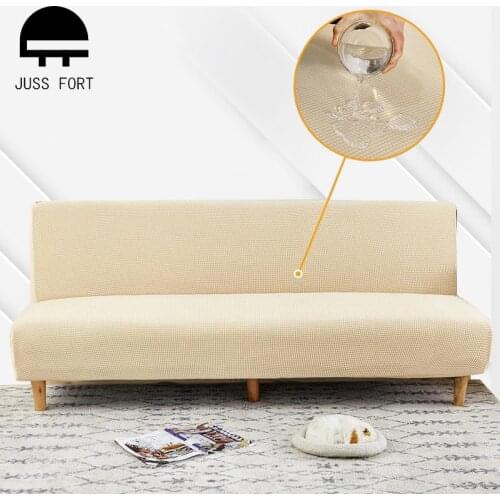 Polar Fleece Fabric Armless Sofa Bed Cover Solid Color Folding Without Armrest Sofa Elastic Furniture Waterproof Couch Covers