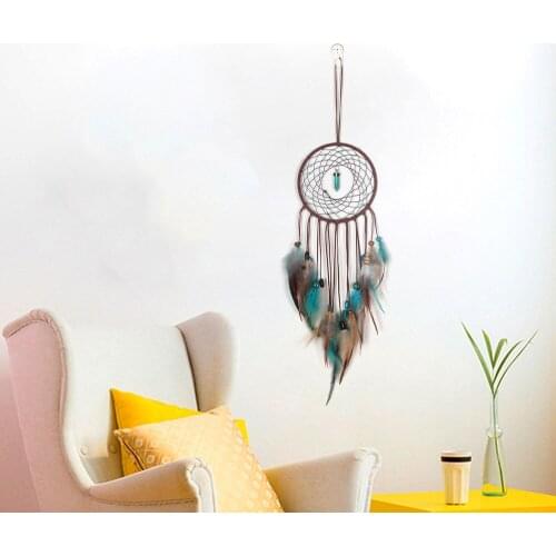 Simple Turquoise Dreamcatcher Single Ring Feather Charm Creative Balcony Living Bedroom Pendants Room Fashion Decoration