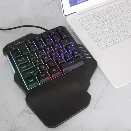 Mini Wired Gaming Keyboard With RGB Backlit 35-key Wired Computer Gamer Keyboard Ergonomic Single Hand Keypad For PC Laptop Game