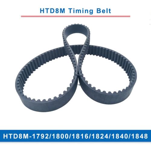 Timing belt HTD8M-1792/1800/1816/1824/1840/1848teeth pitch 8mm circular teeth belt width 20/25/30/40mm for 8M timing pulley