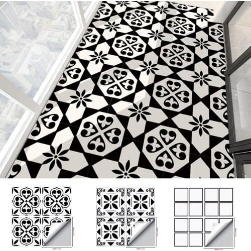 Nordic Tile Sticker Self Adhesive Waterproof Kitchen Bathroom Vinyl Wall Sticker PVC Black White Tile Stickers Modern Home Decor