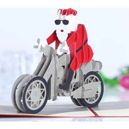 Santa Claus Motorcycle Stereo Greeting Card Christmas Gift Merry Christmas Christmas Card Decoration Sticker Tailoring