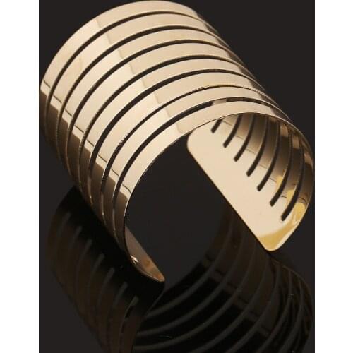 Hot Sale Wide Open Cuff Bracelets & Bangles For Women Men Gold Color Alloy Big Male Female Bangle Bracelet Fashion Jewelry