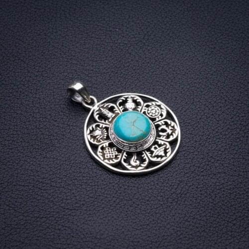 StarGems Natural Turquoise Handmade 925 Sterling Silver Pendant 1.5" D1701