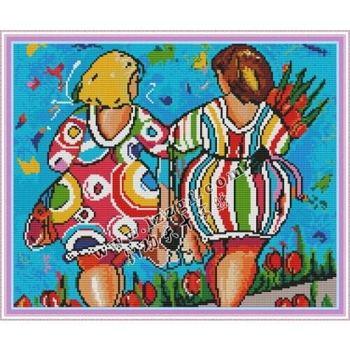 Everlasting Love Fat Buttocks Chinese Cross Stitch Kits Ecological Cotton Printed 11CT 14CT Easy for Beginners Home Decoration