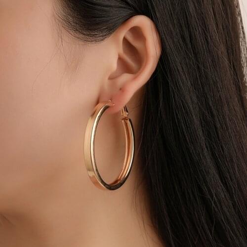 Womens Fashion Hyperbolic Big Hoop Earrings Smooth Huge Circle Trendy Dangle Earring Piercing Stud Punk Accessories Gifts
