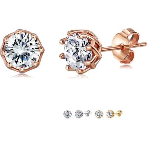 ZEMIOR Authentic 925 Sterling Silver Earrings For Women Trendy Shining Cubic Zirconia Small Stud Earring Silver 925 Jewelry