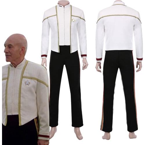Star Cosplay Trek-Jean-Luc Picard Cosplay Costume Uniform Jacket Pants OutfitsHalloween Carnival Suit Custom Made