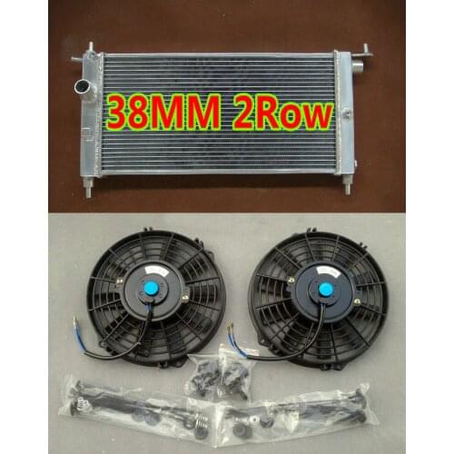 2ROW Aluminum Radiator + Fans For Opel Vauxhall Corsa Uprated GSi Turbo C20XE C20LET 2.0L Manual 1993-2000 94 95 97 98 99 96 MT