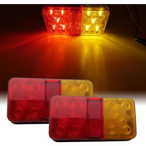 2pcs12V24Vuniversal voltage10LEDred and yellow trucks, vans and motorhomes tail lights, electric turn signals, rear brake lights