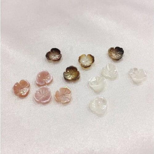 8MM 20Pcs Flower 100% Pink Black White Natural Pearl Shell Earring Bead Jewellery Beads