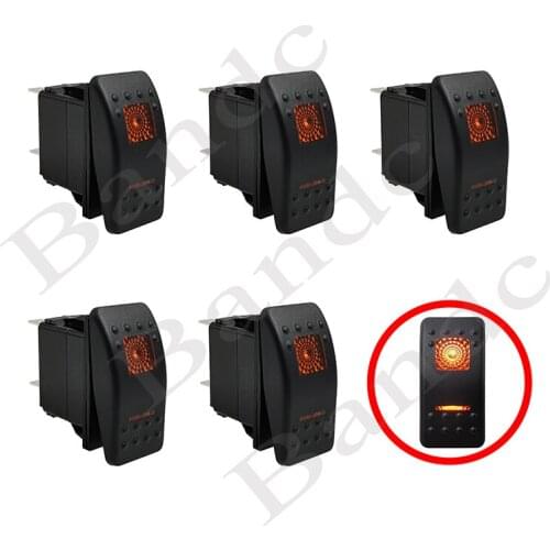 5×Rocker Switch, Wholesale Car Boat Push Button Switches Orange Led Light for Marine Vehicle Yacht Bus ARB 4×4 Style, Waterproof