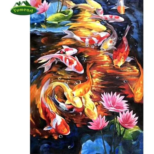 5D DIY Diamond Painting Ornamental Fish Diamond Embroidery Koi Full Square Mosaic Kits 3D Diamond Mosaic Cross Stitch Wall Art
