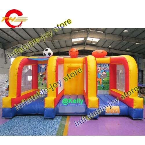 Free shipping 3 in 1 inflatable sport game for sale, carnival inflatable football, rugby, basketball sport combo, inflatable toy