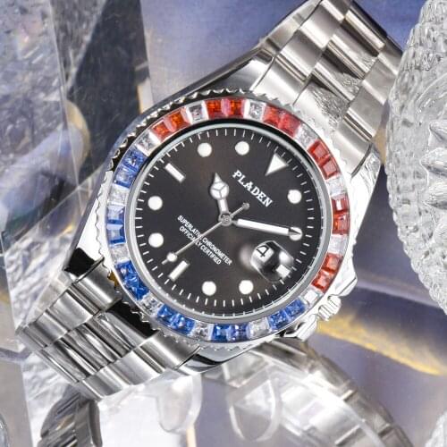PLADEN Classic Men Watch Silver Automatic Calendar Quartz Wrist Watch Waterproof Shockproof Luminous Hand Timekeeper Male Gift