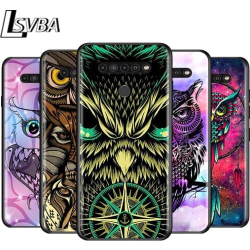 Fashion Starry Cute Owl for LG G8 G8S G8X V30 V35 V40 V50 V60 ThinQ Q60 K40 K50 K30 K41 K51 K61 K71 K22 Black Phone Case