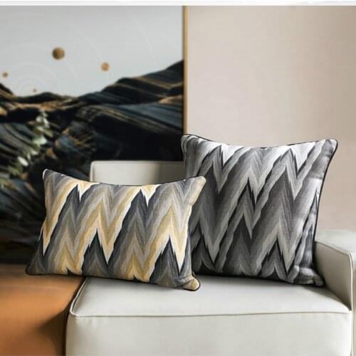 DUNXDECO Cushion Cover Decorative Pillow Case Modern Luxury Simple Geometric Wave Jacquard High Quality Sofa Bedding Coussin