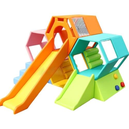 Environmental PU Software Wooden Frame And Sponge Bee Play Slide Kids Soft Toy Plant Children Playground Set YLW-INA171020