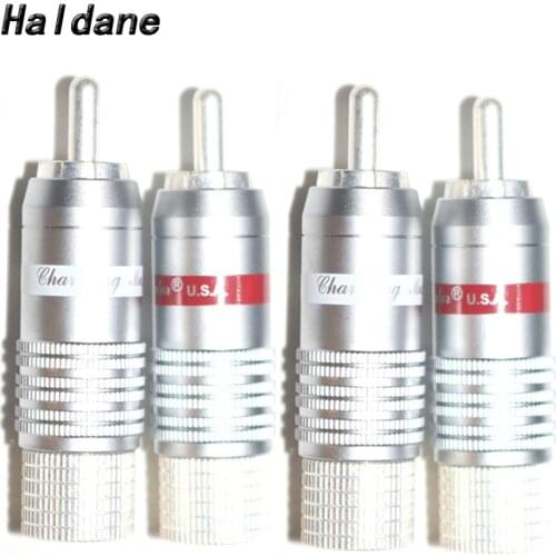 Haldane 4pcs/lot HIFI CMC-8236-WU Silver Plated RCA Plugs Audio Ailfiler DVD Player Speaker RCA Interconnector Cable Connectors
