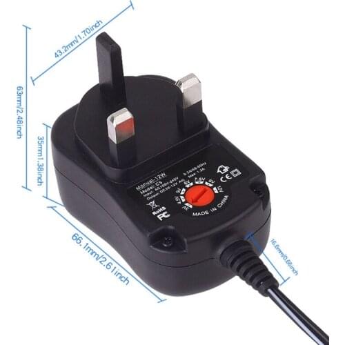 K92F Adjustable Voltage 3V 4.5V 5V 6V 7.5V 9V 12V UK Plug Power Adapter Replace 2 to 8pcs C Size AM2 LR14 Battery Eliminator