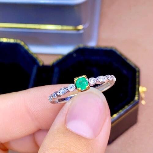 100% 925 sterling silver Natural green Emerald Rings fine Jewelry gift women wedding open wholesale new plant jcj3.53.5001agml