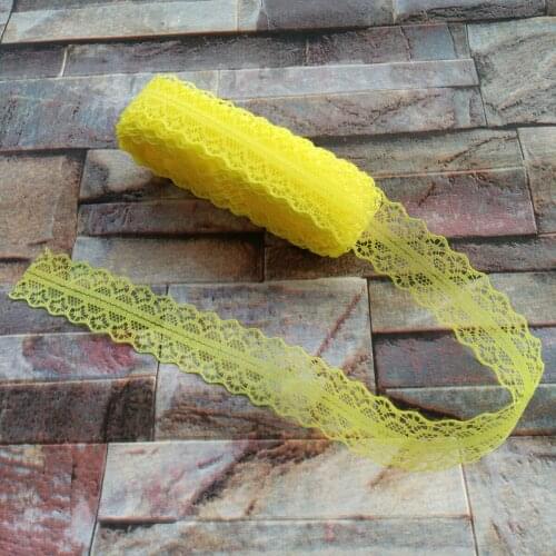 Beautiful Wholesale 10 Yards 28mm Width Yellow Embroidery Lace Ribbon DIY Jewelry Clothing Accessories For Sewing
