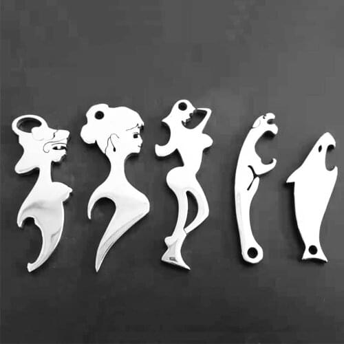 Creative 304 Stainless Steel Beauty Bottle Opener Portable Beer Screwdriver Personality Waist Car Key Ring Pendant