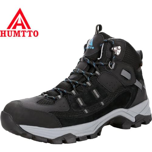 HUMTTO Brand Outdoor Hiking Shoes Professional Genuine Leather Trekking Mountain Sneakers Waterproof Camping Men Shoes Big Size