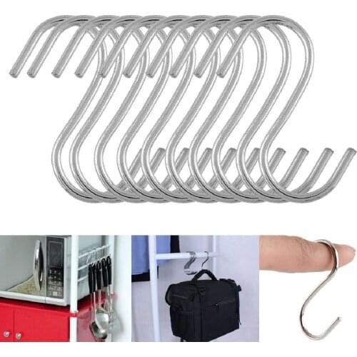 10Pcs S Shaped Hooks Metal S Shaped Hooks S Hook Stainless Steel Multifunctional Sundries Storage Hangers Holder Hooks & Rails