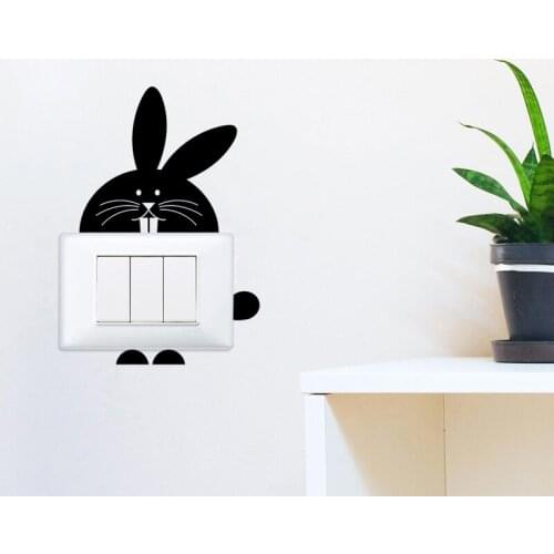 KUCADA little rabbit switch sticker mural decal art wall sticker home decor diy wallpaper pvc WP1408