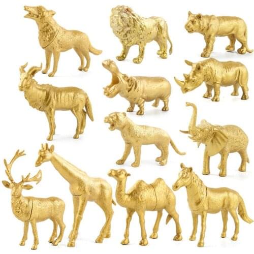Golden Animals Model Action Figure Simulation Wild Animal Action Figures Collection PVC Toy Kids Gift