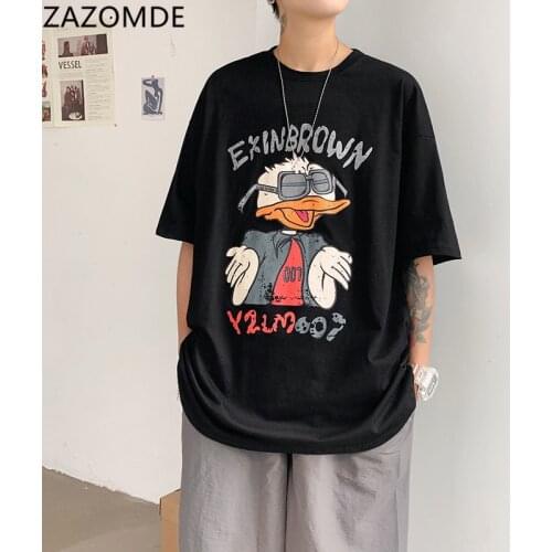 ZAZOMDE Summe 2021 Streetwear men Hip Hop Short Sleeve Boys Harajuku Style Korean Style Ins Loose Couple Outfit T-shirt Top