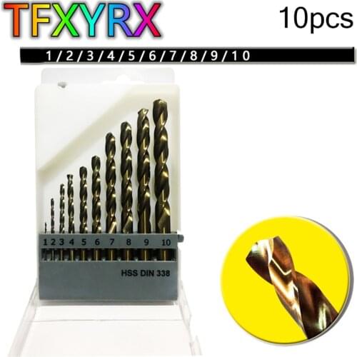 10/13/19/25pcs HSS M35 Cobalt Coated Twist Drill Bit Set Hole Cutter for Metal Steel Iron Sheet Round Shank