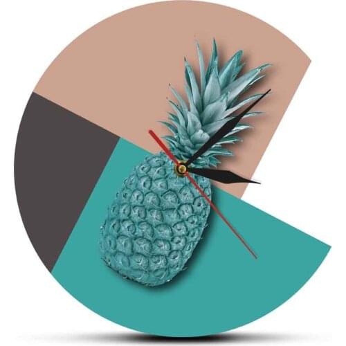 Pineapple New Nordic Fashion Style Acrylic Wall Hanging Clock Stitching Color Background Minimalist Wall Watch Modern Home Decor