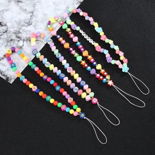 2021 New Colorful Acrylic Bead Mobile Phone Chain Universal Simple CellPhone Choker Necklace Strap Lanyard For Keys Lady Gift
