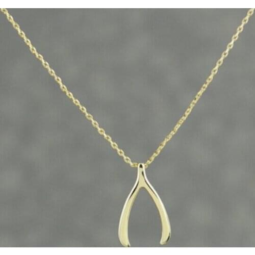 New trendy wishbone lucky necklace gold silver plated fashion jewelry statement pendant women